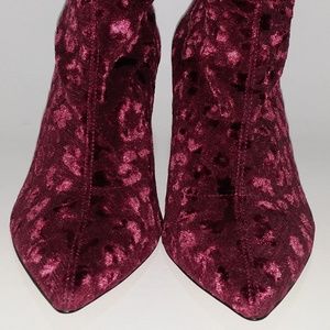 Avec Les Filles Red Velvet Leopard Stamped Boots